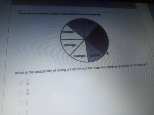 What is the probability of rolling a 3 on the number cube and landing on purple on the spinner?