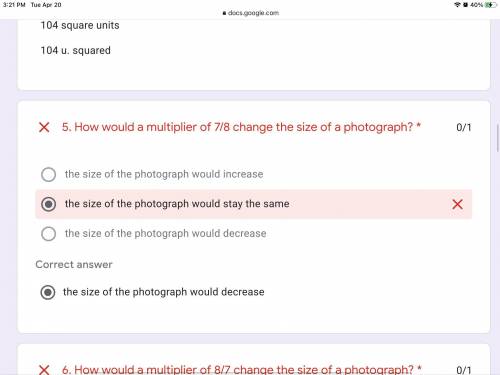 Can someone explain me why the size of the ''photograph would decrease'' is the correct answer