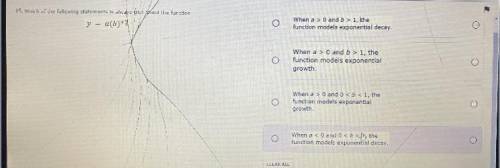 15. Which of the following statements is always true about the function

y = a(b)*?
o
When a >