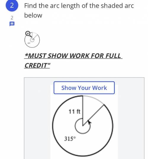 Find the arc length of the shaded arc below