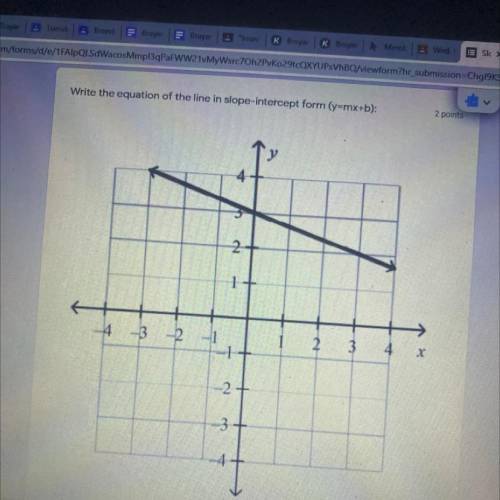 Write the equation of the line in slope- intercept form(y=mx+b)