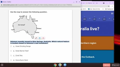 Solomon recently moved to Alice Springs, Australia. Which natural feature is located closest to Sol