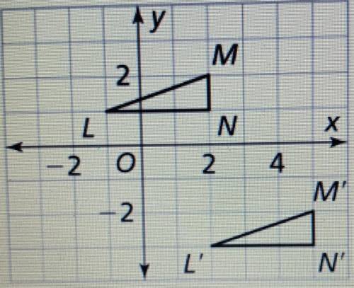 What is the rule that describes the translation that maps ⃤ LMN onto ⃤ L’M’N?

A. 3 units right an