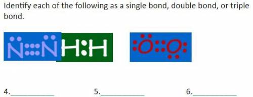 Identify each of the following as a single bond, double bond, or triple bond.