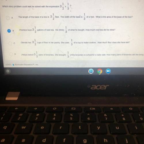 Which story problem COULD not be solved with a expression 3 1/2 x 1/3