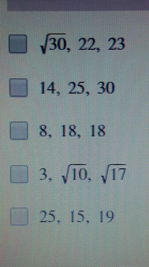 Which set of numbers can represent the side lengths of an obtuse triangle?​