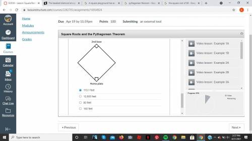 The baseball diamond at a playground is a square with sides that measure 80 feet. About how long wo