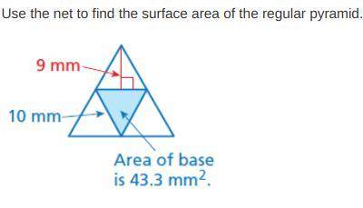 Use the net to find the surface area of the regular pyramid