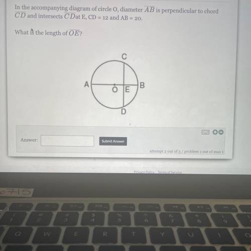 In the accompanying diagram of circle o, diameter AB is perpendicular to chord

CD and intersects