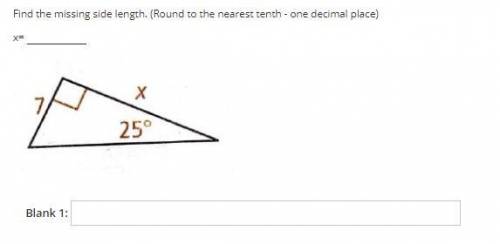 Find the missing side length. (Round to the nearest tenth - one decimal place)