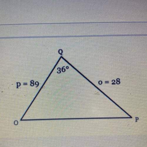 Find the third side of the triangle using the Law of Cosines. Round to the nearest inch.