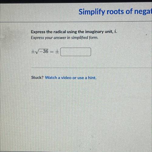 Express the radical using the imaginary unit, i. Express your answer in simplified form. pm sqrt -3