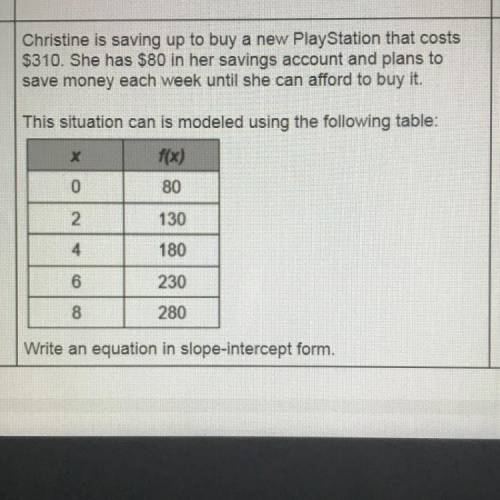 Christine is saving up to buy a new PlayStation that costs

$310. She has $80 in her savings accou