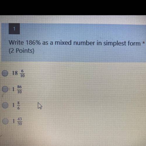 Write 186% as a mixed number in simplest form