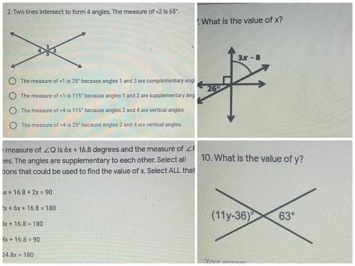 HELPPPP PLEASE ANSWER EACH ONE ONLY FOUR QUESTIONS