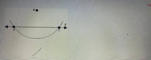 Look at the figure. Which step should be taken next to construct a line through point that is perpe