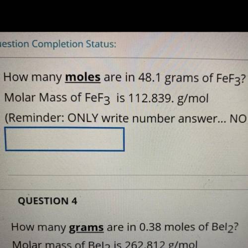 How many moles are in 48.1 grams of FeF3?