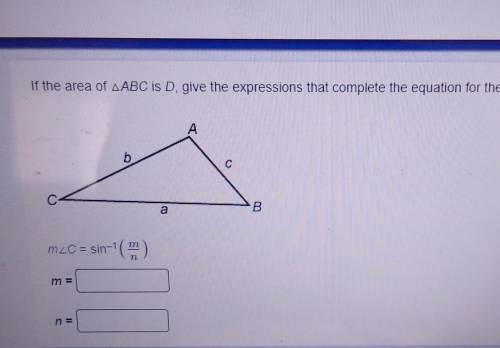 BRAINLIEST!! If the area of ABC is D, give the expressions that complete the equation for the measu