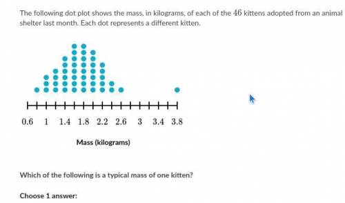 PLEASE HELP ASAP! I WILL MARK BRAINLIEST IF YOU ARE RIGHT! The following dot plot shows the mass, i