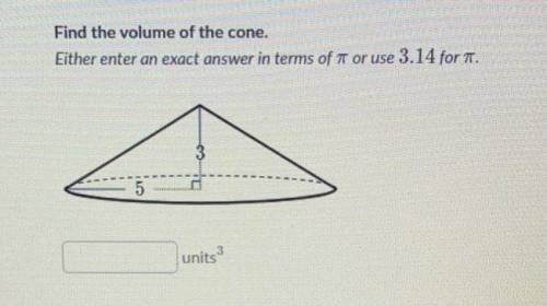 Find the volume of the cone