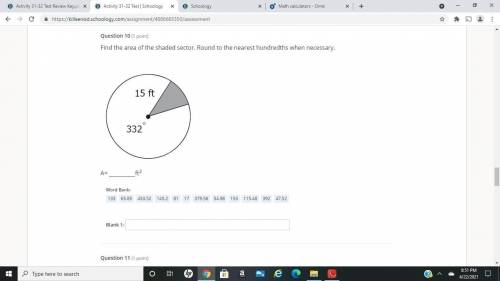 Find the area of the shaded area type the answer in the comments