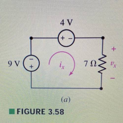 By using the KVL law find the vlotage vx and the current ix