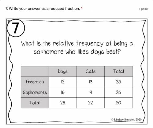 Relative frequency of an answer
help