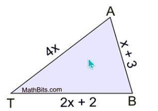 Triangle TAB has a perimeter of 40 cm. Could the measures of the sides, as shown, actually represen