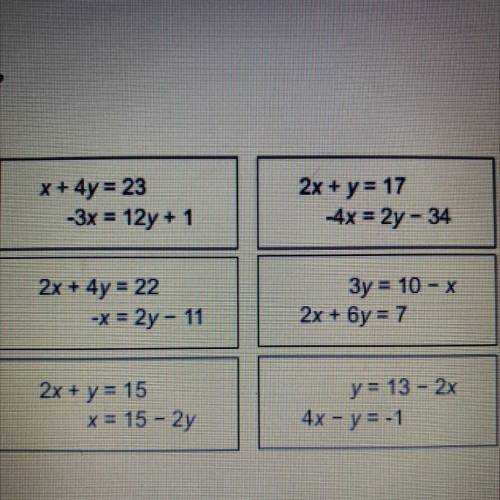 Which system of equations have no solution?