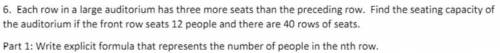 Write a formula that represents the number of people in the nth row (pre-calc problem, only the for