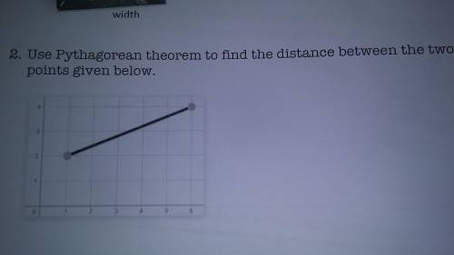 Use Pythagorean theorem to find the distance between the two points below.

Will mark brainlest.