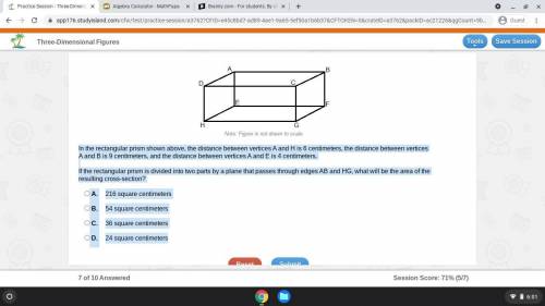 In the rectangular prism shown above, the distance between vertices A and H is 6 centimeters, the d