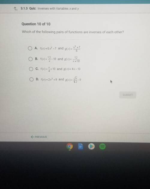 Which of the following pairs of functions are inverses of each others​