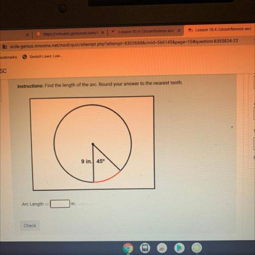 Find the length of the arc. Round your answer to the nearest tenth.