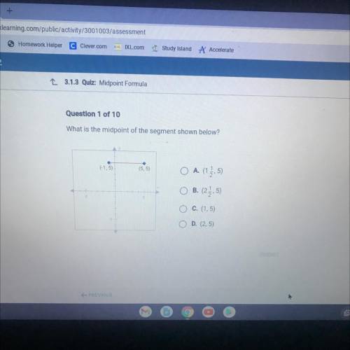 What is the midpoint of the segment shown below no links please