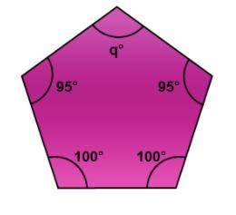 What is the measure of angle q°?
150°
540°
95°
100°