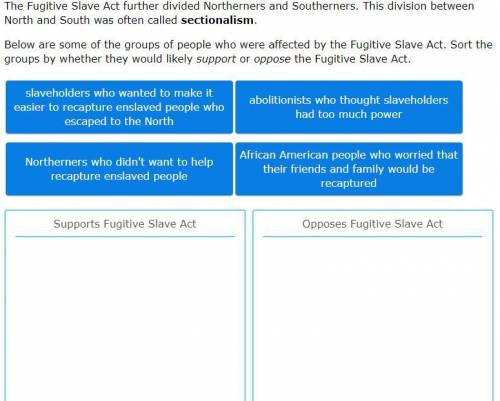 The Fugitive Slave Act further divided Northerners and Southerners. This division between North and