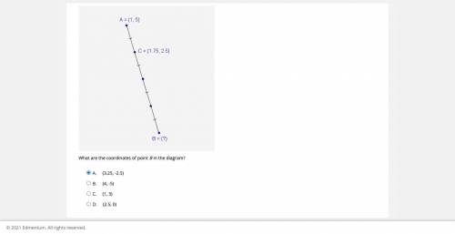 What are the coordinates of point B in the diagram?

IF CORRECT WILL GIVE BRAINLIESTA. (3.25, -2.5