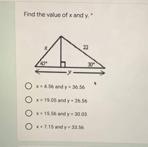 Find the valué of x and y
