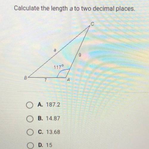 Calculate the length a to two decimal places.