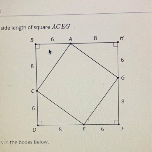 Find the area and side length of square ACEG