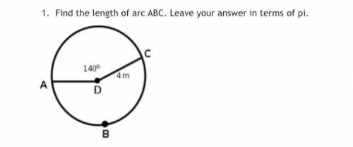 Find the length of arc ABC. Leave your answer in terms of pi.