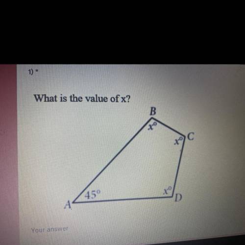 What is the value of x?
B
to
С
450
А
D