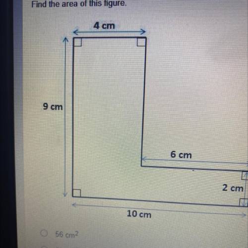 These are the answer choices 
A.56cm2
B.38cm2
C.48cm2
D.52cm2