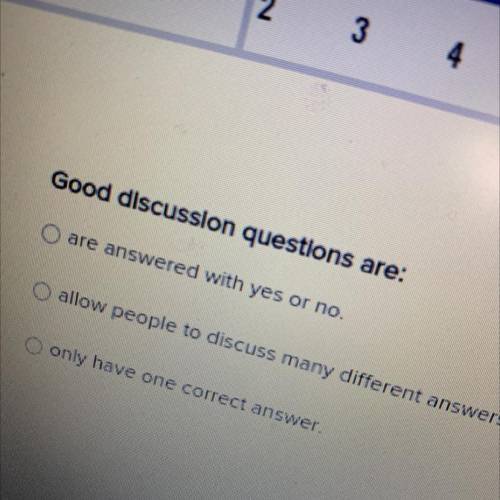 Good discussion questions are:

A. are answered with yes or no
B. allow people to discuss many dif