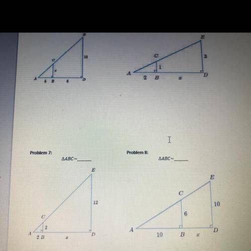 Whats the answer for these four questions (solving similar triangles