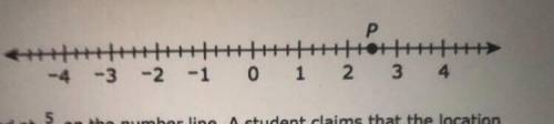 Point P is plotted on the number line. Point S is located at on the number line. A student claims t