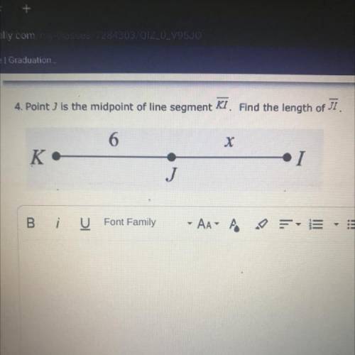 Point ) is the midpoint of line segment KI. Find the length of JI.