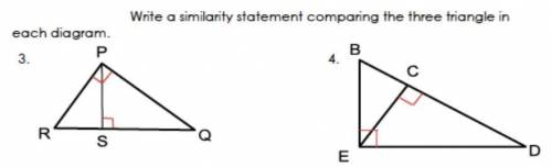 Does anybody know how to answer this?: Write a similarity statement comparing the tree triangles in