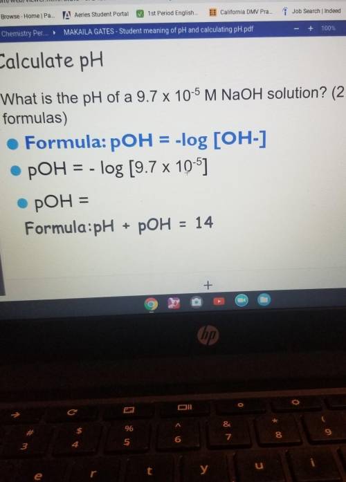 need some help with just one question please help.What is the pH of a 9.7 x 10-5 M NaOH solution? (